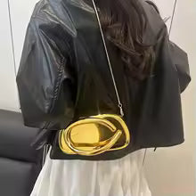 Gold Metal Closure Box Clutch Bag