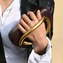 Gold Metal Closure Box Clutch Bag