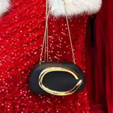 Gold Metal Closure Box Clutch Bag