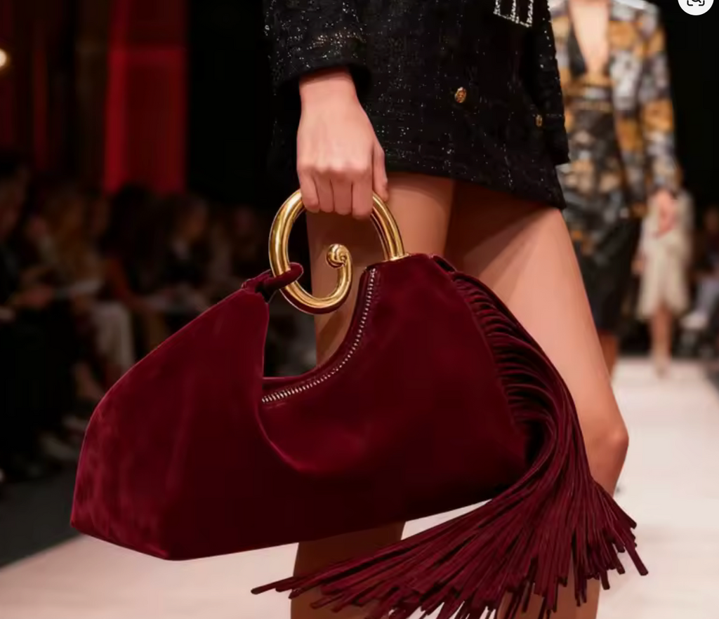 Spiral Fringe Bag - Burgundy