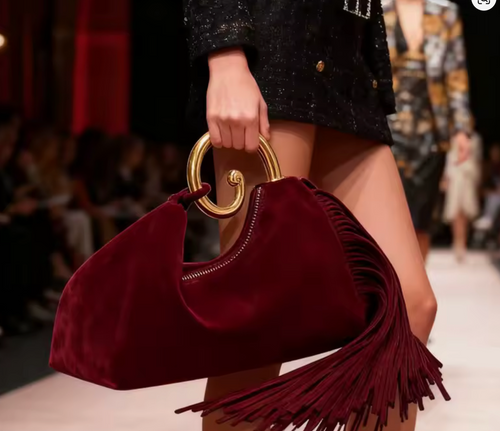 Spiral Fringe Bag - Burgundy